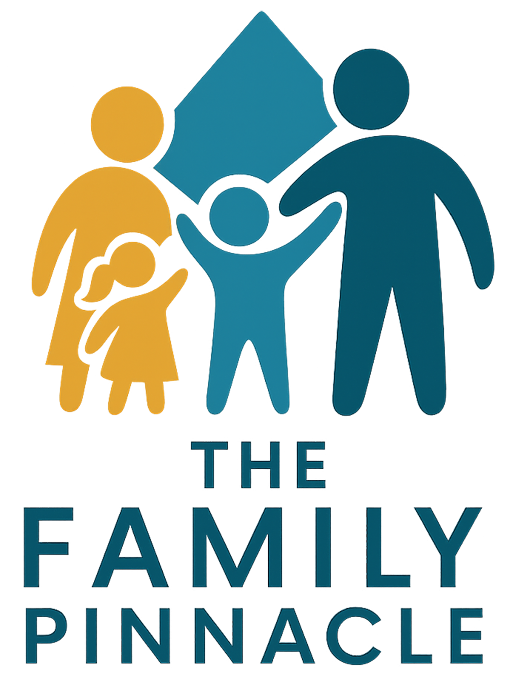 The Pinnacle Family™ modern logo featuring four stylized family figures beneath a triangular peak, symbolizing unity, growth, and strength.
